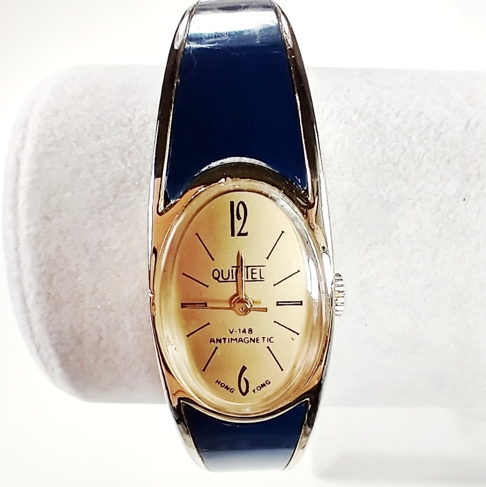 Quintel women's watch cuff‎ blue band antimagnetic, wind up